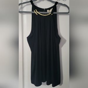 Michael Kors Black Sleeveless Top with Gold Hardware